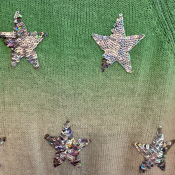 Wildfox White Label Starry Gradient Sweater - Mint, Sky Blue, Ivory Small - Picture 5 of 6